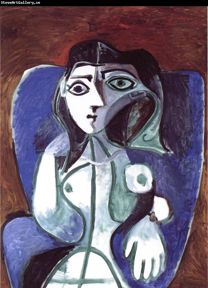 pablo picasso woman in a blue armcbair